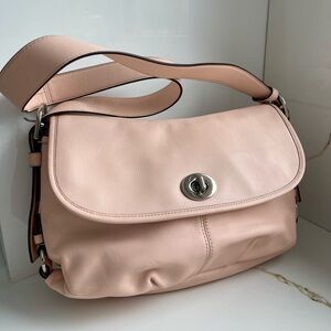 Coach Legacy Courtenay Hobo, Pink Pebbled Leather Turnlock Bag (Z23987)